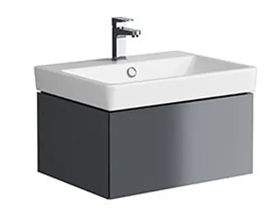 Dulap baie suspendat, 60 cm, pentru lavoar incastrabil, antracit, Cersanit Splendour