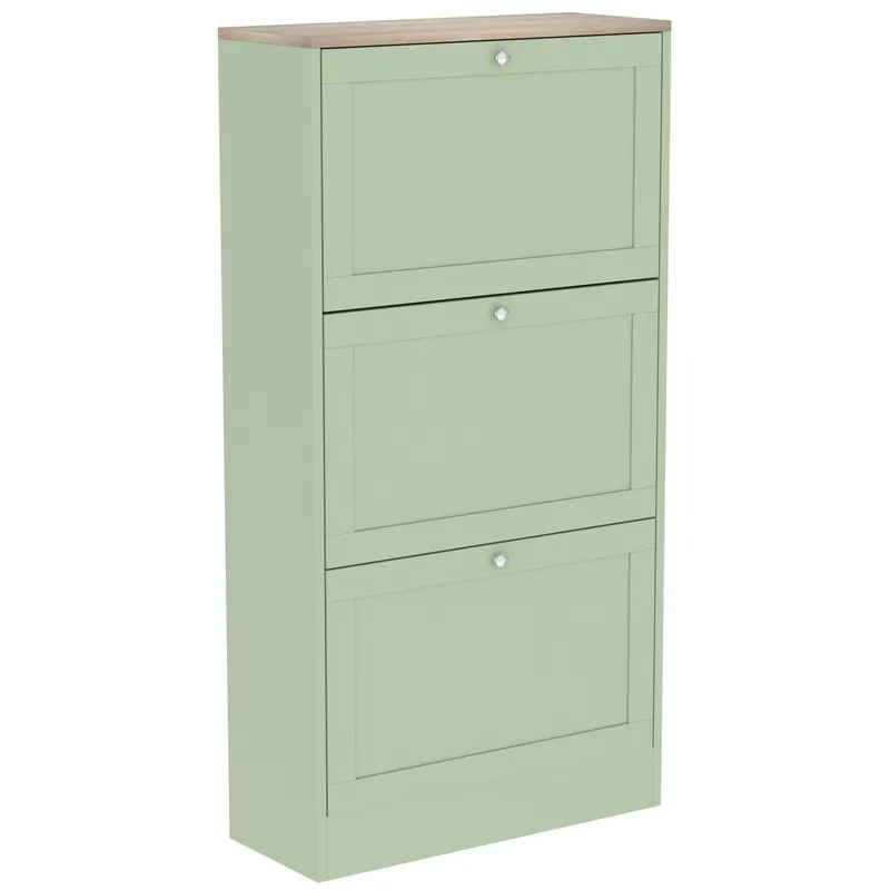 HOMCOM Dulap pentru încălțăminte Stil modern, 3 uși abătătoare, 18 perechi de pantofi, 60 x 23,5 x 115 cm, Verde