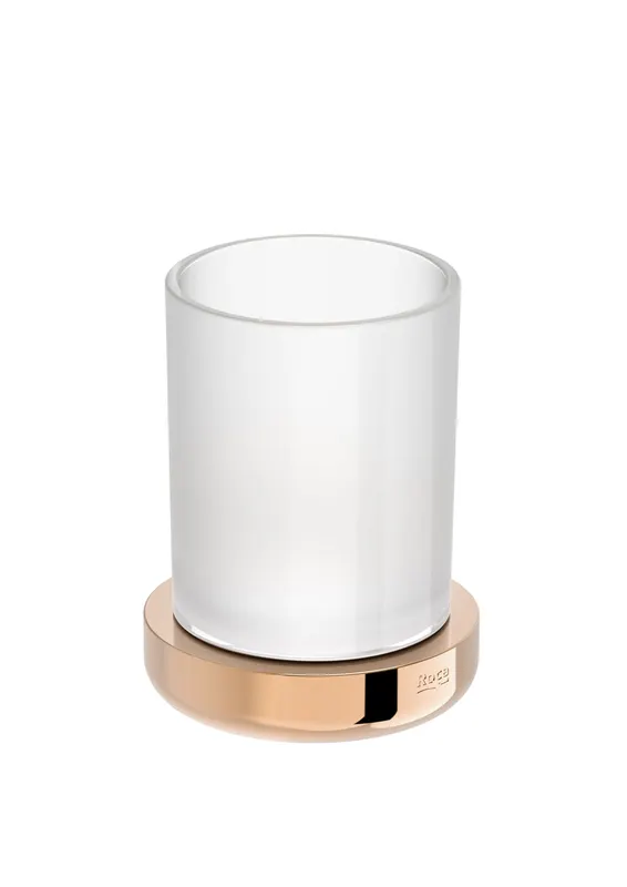 Pahar baie Roca A817022RG0, Tempo, tip instalare pe blat, seria Tempo, design modern, cromat, finisaj lucios, cupru