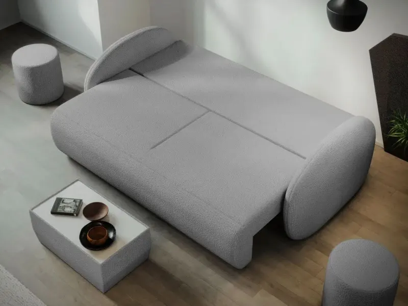 Canapea Ovelis 3 locuri extensibila plusata gri deschis — imaginea 4