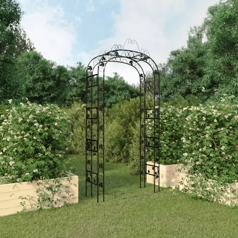 arcada de gradina, negru, 116x45x240 cm, otel