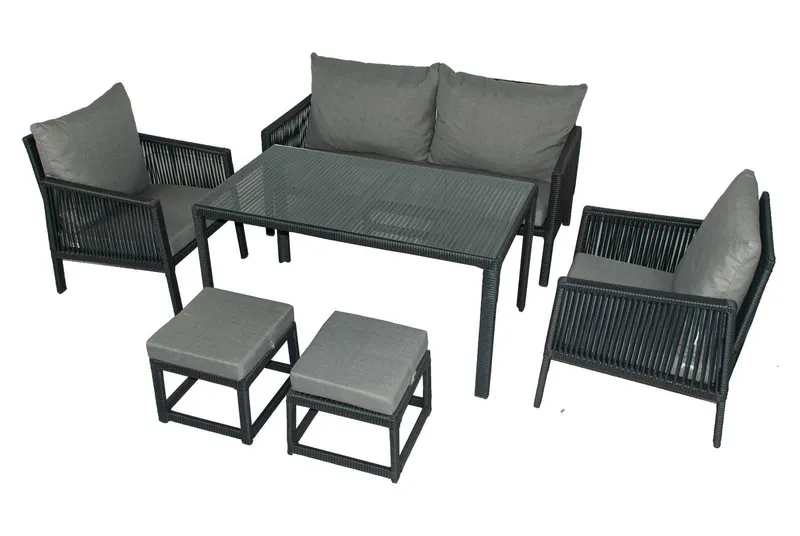 Set De Lounge De Grădină Otto Sofa, Maro Inchis, 154X82X69 Cm - Gri