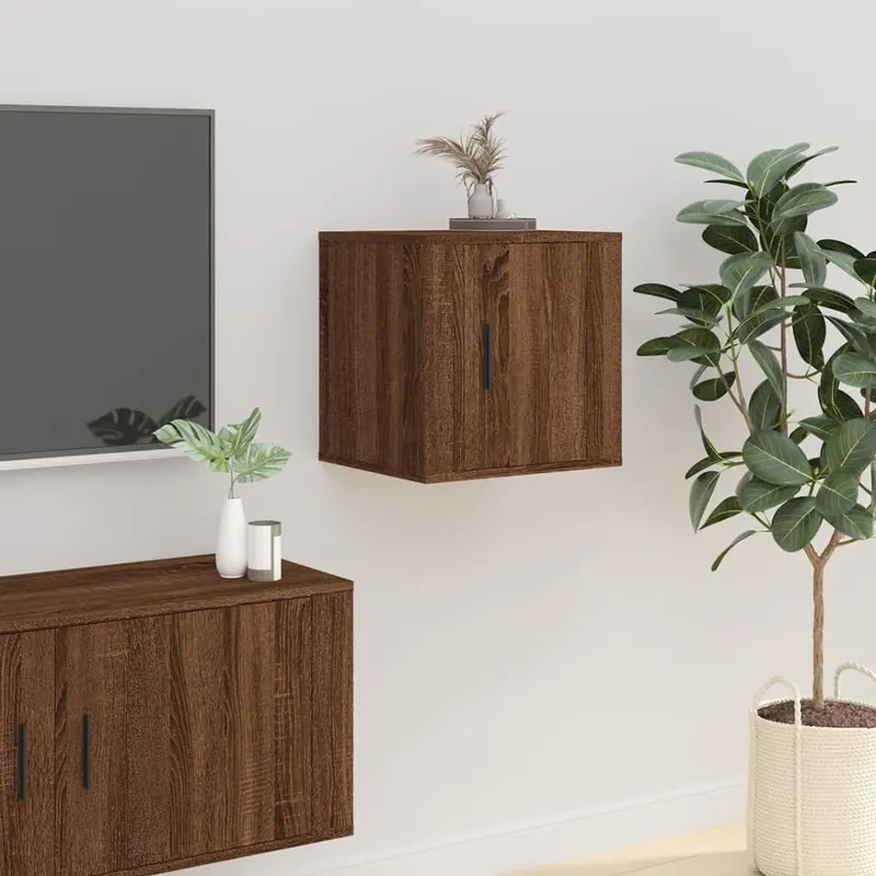 dulap tv montat pe perete, stejar maro, 40x34,5x40 cm