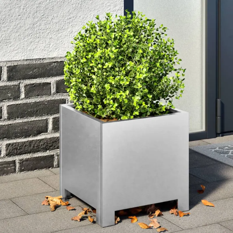 jardiniere gradina, 2 buc., 30x30x30 cm, otel galvanizat