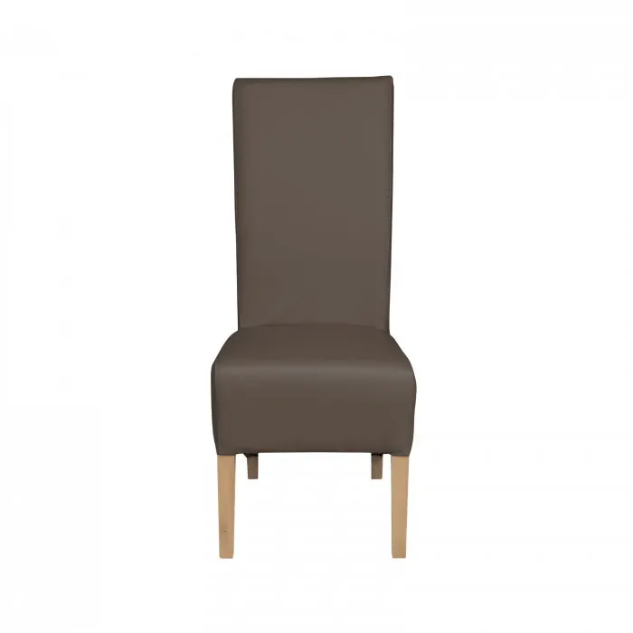 Scaun living VANESSA, picioare lemn natur, piele ecologica gri elefant, 47x60x110 cm