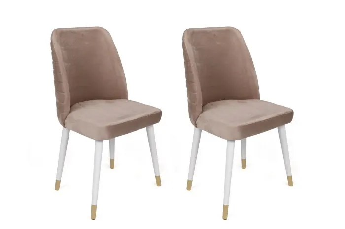 Set 2 scaune HUGO, bej + alb + auriu, 50x49x90 cm