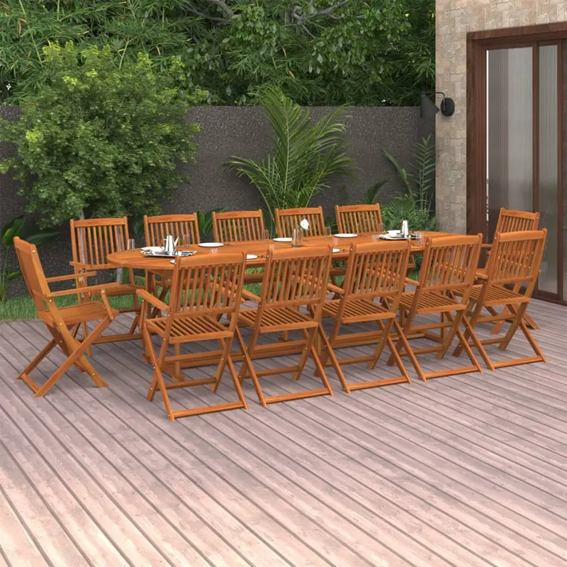 set mobilier de gradina 13 piese 280x90x75cm, lemn masiv acacia
