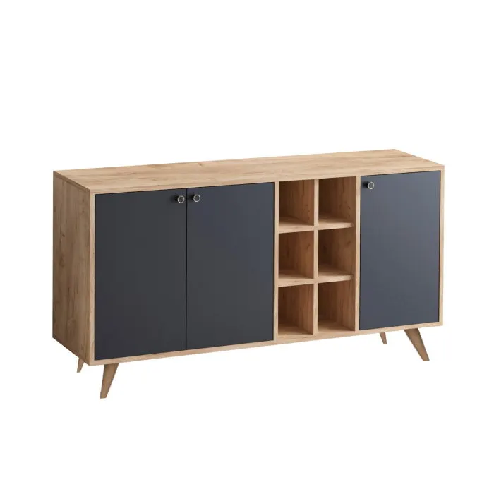 Comoda VEIT, stejar + negru, 140x89x40 cm