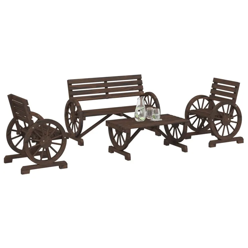 set mobilier de gradina, 4 piese, lemn masiv de brad