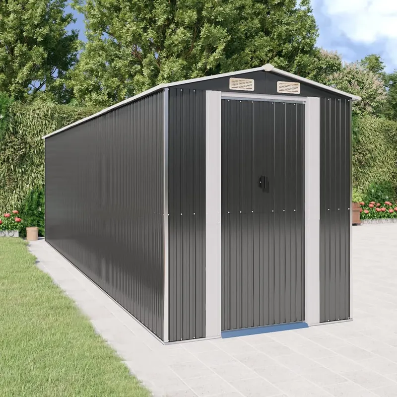 sopron de gradina, antracit, 192x689x223 cm, otel galvanizat