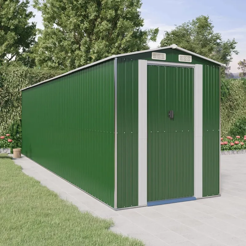 sopron de gradina, verde, 192x689x223 cm, otel zincat