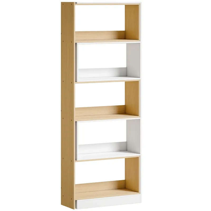 HOMCOM Bibliotecă de colț rotativă 350° cu 5 niveluri, raft extensibil în formă de L, 60-111x24x164cm, stejar