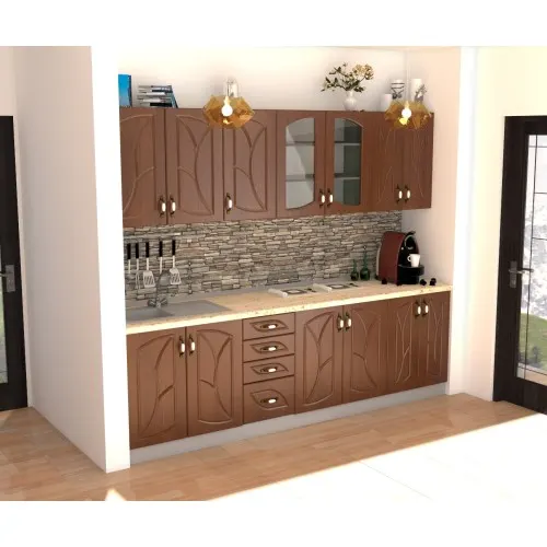 Bucatarie Zebra 2.6m MDF Cedru - frezare frunza