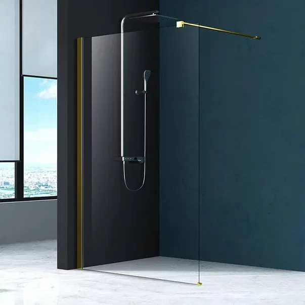 Paravan dus Fluminia Foxy Gold, 120cm, sticla securizata 8mm, profil auriu periat