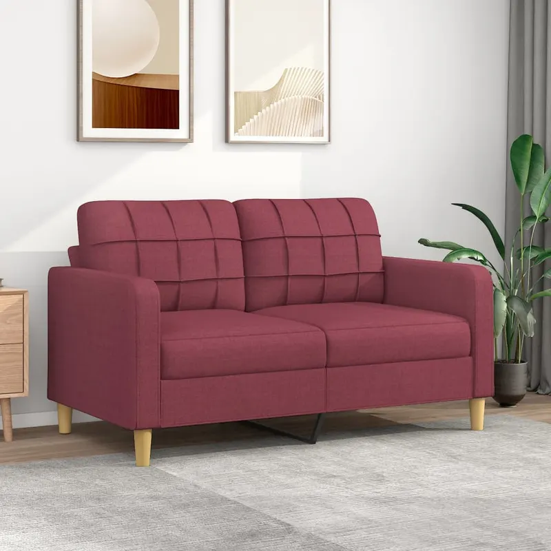 canapea cu 2 locuri, rosu vin, 140 cm, material textil
