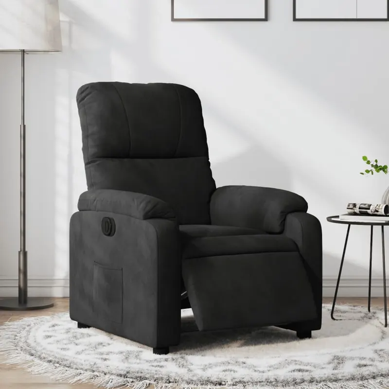 fotoliu rabatabil electric, negru, microfibra