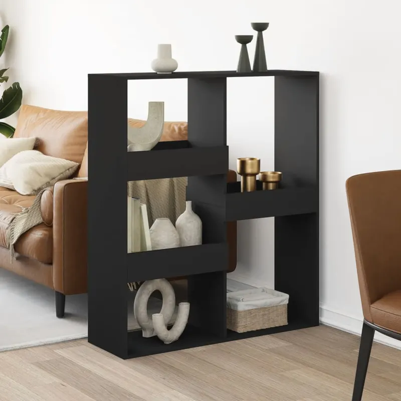 separator de camera, negru, 100x33x115 cm, lemn prelucrat