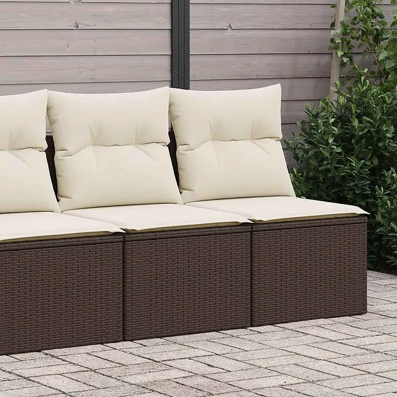 set canapele de gradina, 4 piese, cu perne, maro poliratan maro