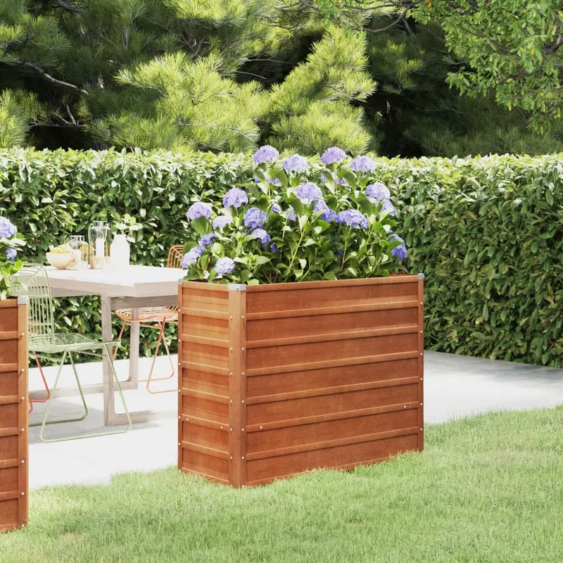 strat inaltat de gradina, ruginiu, 100x40x77 cm, otel corten