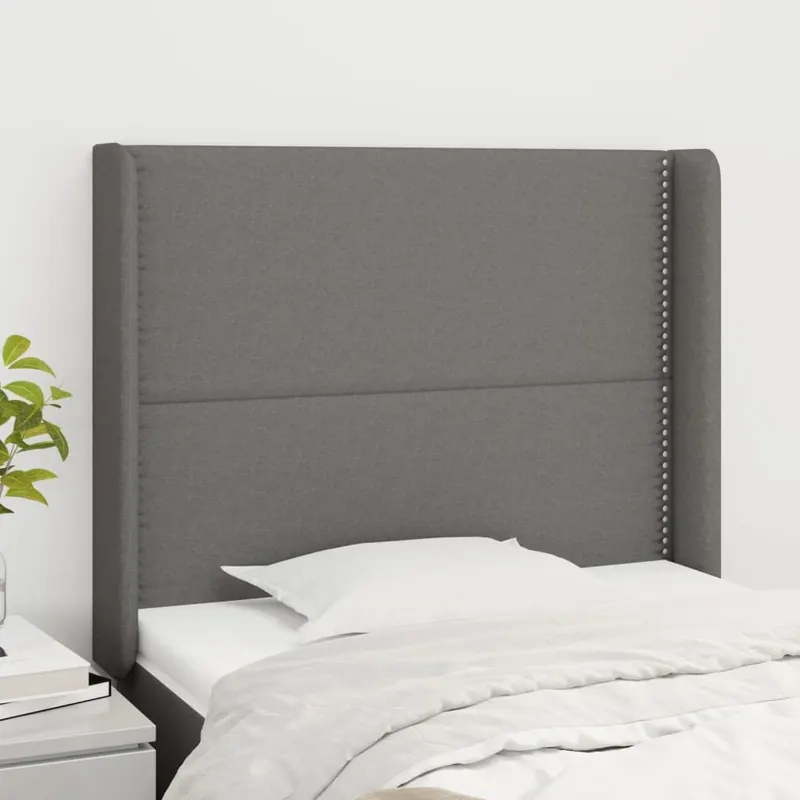 tablie de pat cu aripioare gri inchis 93x16x118/128 cm textil