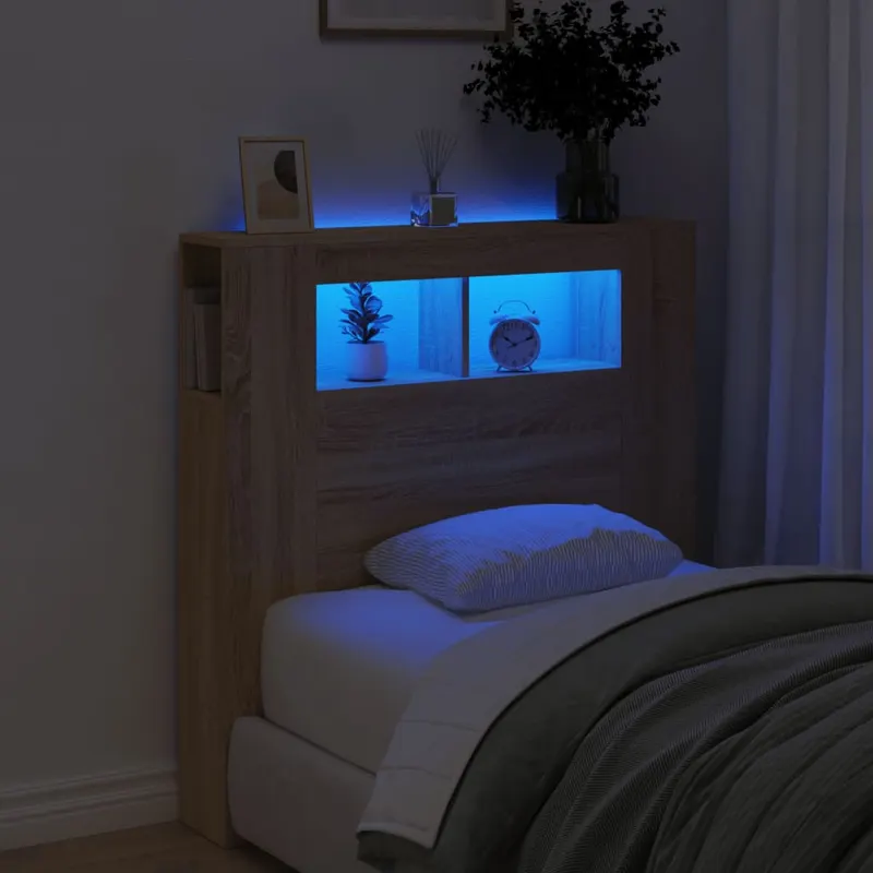 tablie de pat cu led, stejar sonoma, 100x18,5x103,5 cm, lemn