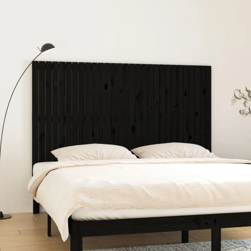 tablie de pat pentru perete, negru, 185x3x110 cm lemn masiv pin