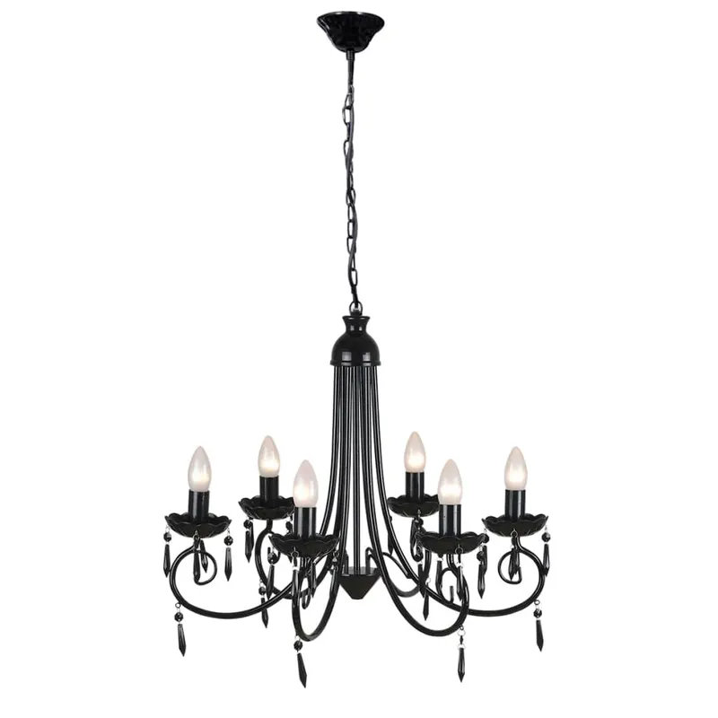 Lampa de tavan candelabru elegant negru 6 fasunguri pentru becuri