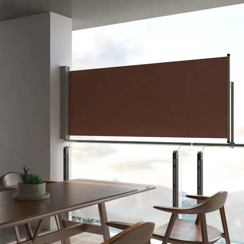 copertina laterala retractabila de terasa, maro, 100 x 300 cm
