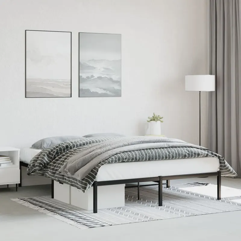 cadru pat metalic, negru, 160x200 cm