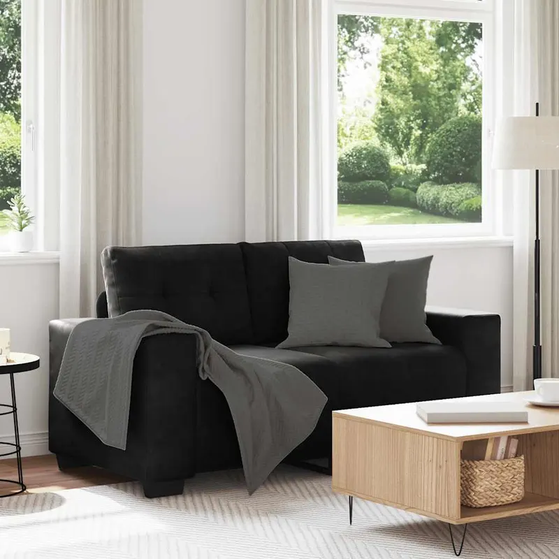 canapea loveseat neagra 120 cm catifea