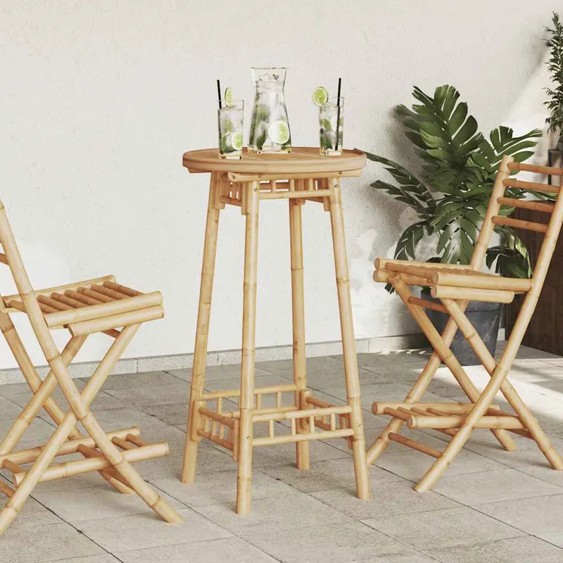 Masa de bar pentru exterior rotunda Ø55x100 cm din bambus