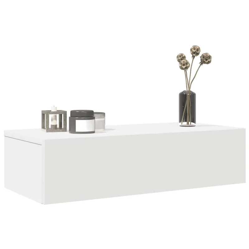raft de perete cu sertare, alb, 60x26,5x15 cm, lemn prelucrat