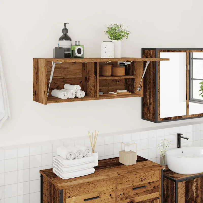 dulap perete de baie, lemn vechi, 80x25x30 cm, lemn prelucrat