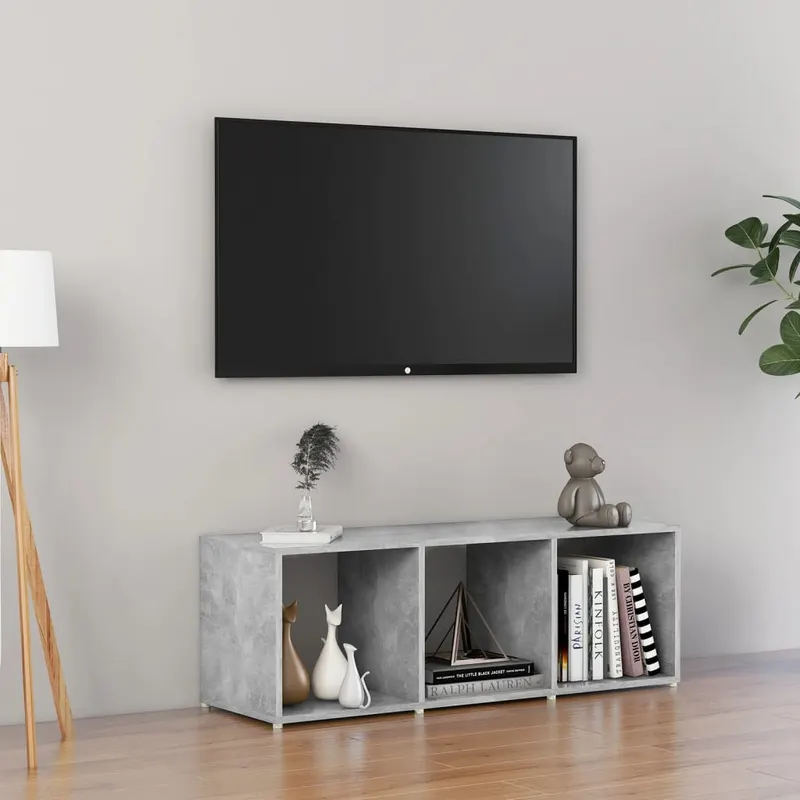 comoda tv, gri beton, 107x35x37 cm, pal
