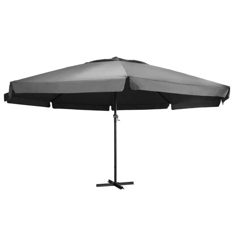 umbrela de soare de exterior, stalp aluminiu, antracit, 600 cm