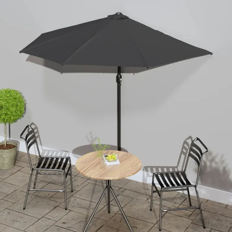 umbrela de soare de balcon, tija aluminiu, antracit, 270x144 cm