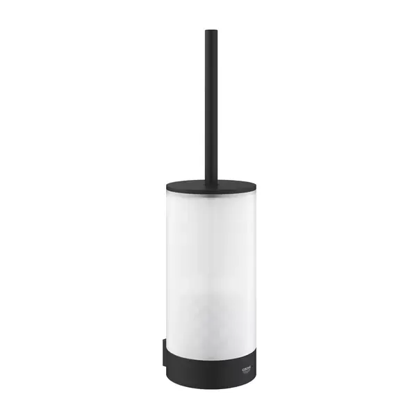 Perie WC Grohe 41215KF0, Selection, montare pe perete, fixare ascunsa, suport, sticla, mat, negru