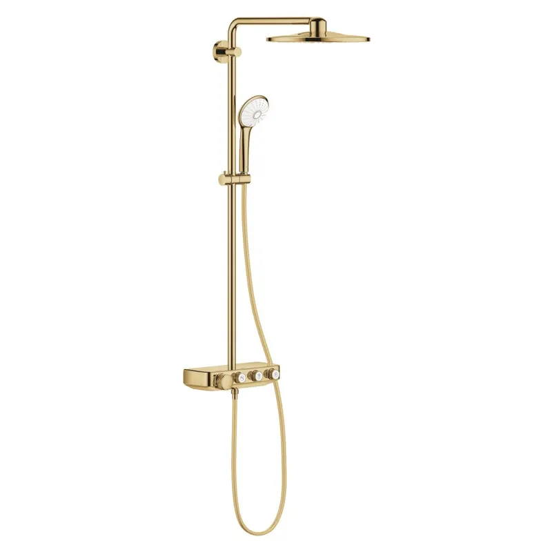 Coloana de dus cu baterie termostatata Grohe Euphoria Smartcontrol System 310 Duo auriu lucios Cool Sunrise