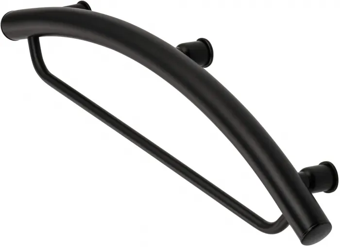 Bara de sustinere, cu suport prosop, 2 in 1, negru, montare pe perete Deante Vital