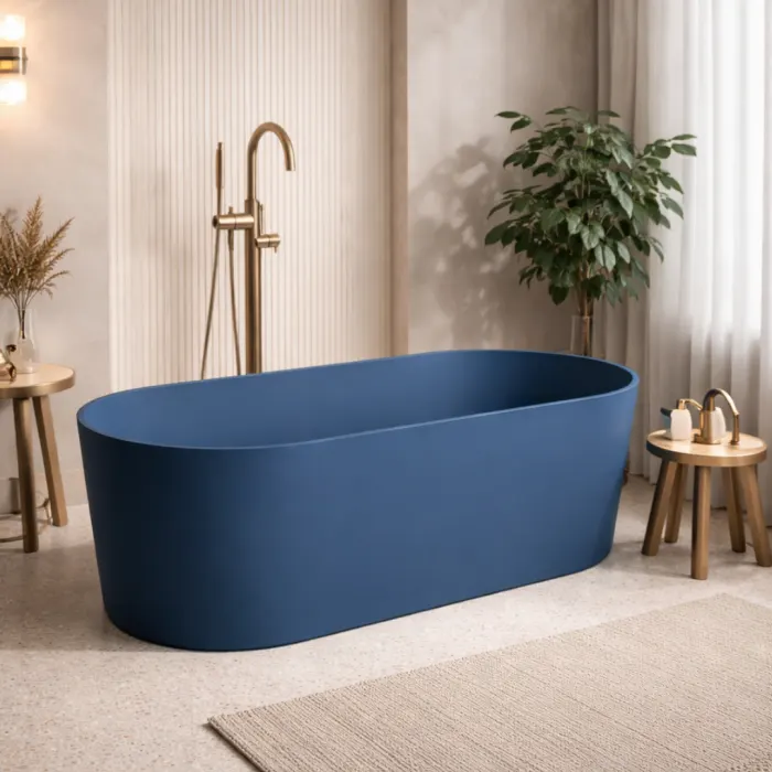 Cada freestanding compozit, albastru mat, 180x76 cm, Terra