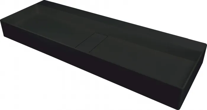 Lavoar din granit, capac scurgere, montare blat, 100x40 cm, negru, Deante Blur