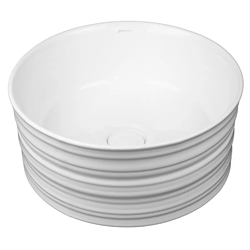 Lavoar pe blat Fluminia My Circle, 41 cm, rotund, cu ventil, alb