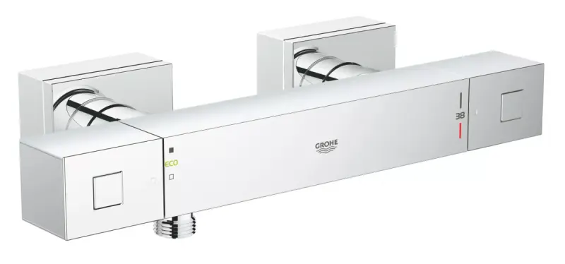 Baterie de dus Grohe Grohtherm Cube 34488000, 1 2 , termostat, aparent, protectie oparire, crom