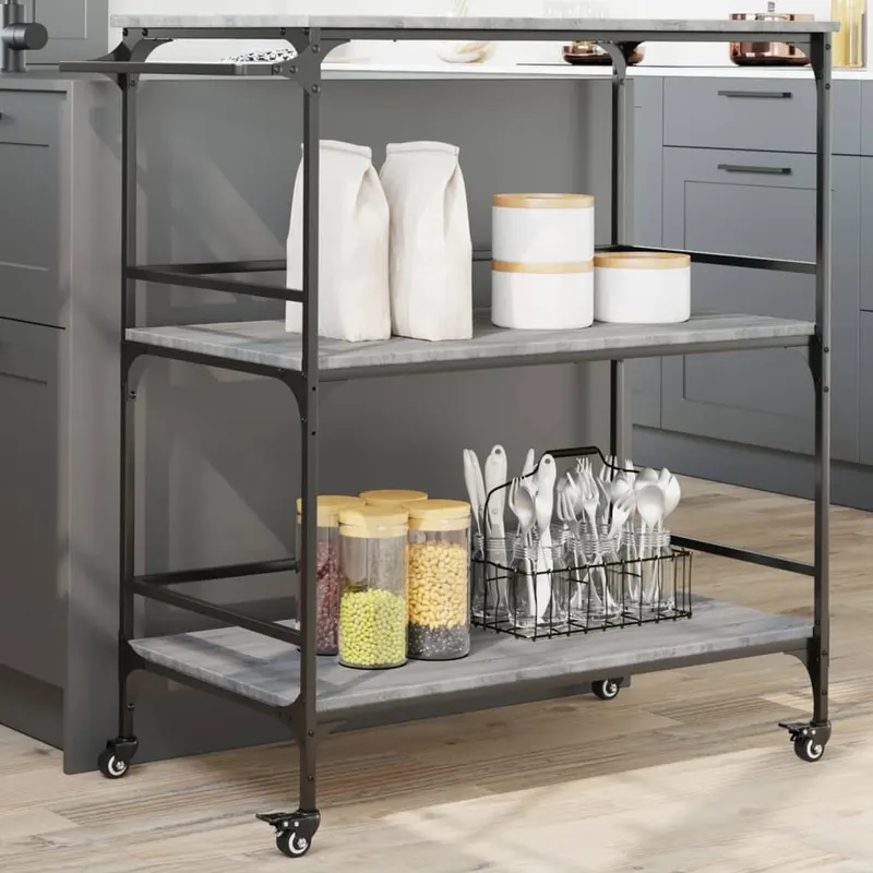 carucior de bucatarie, gri sonoma 100,5x50x105cm lemn prelucrat