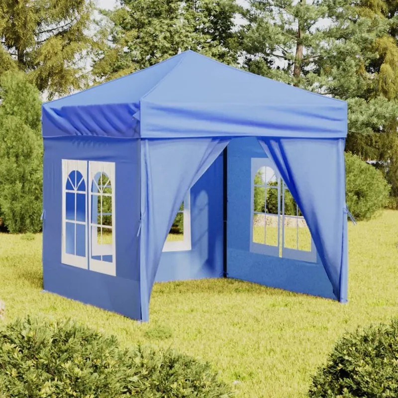 cort pliabil pentru petrecere, pereti laterali, albastru, 2x2 m