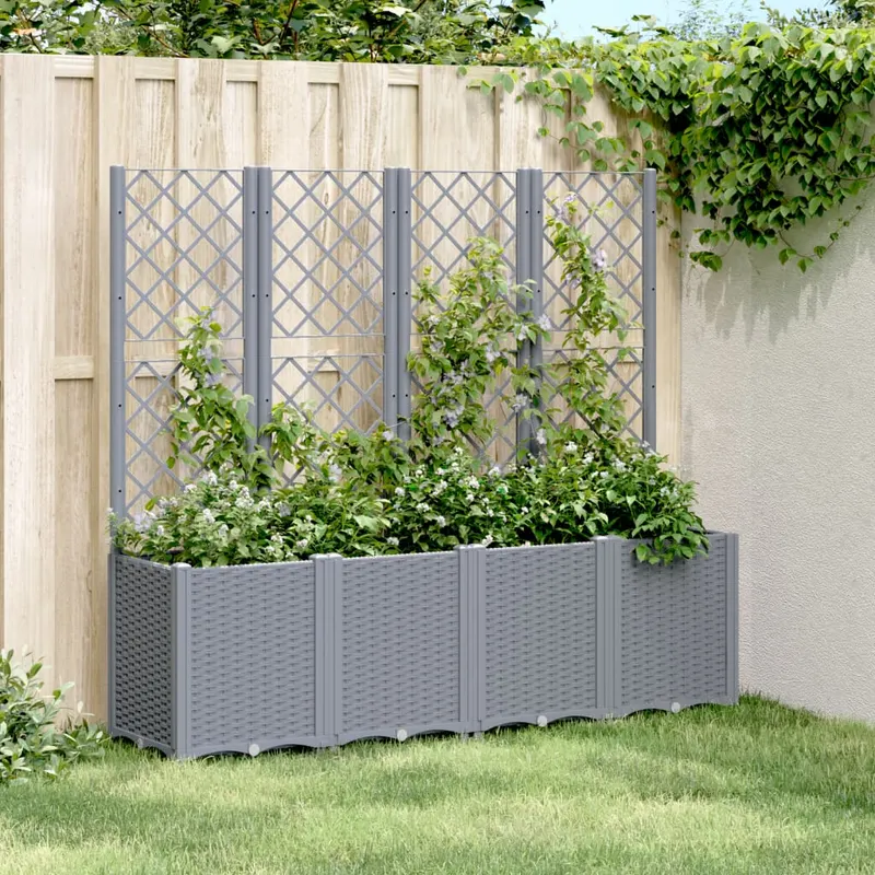 jardiniera de gradina cu spalier, gri, 160x40x140 cm, pp