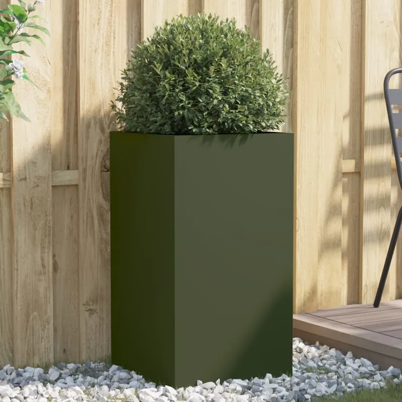 jardiniera, verde masliniu, 42x38x75 cm, otel laminat la rece