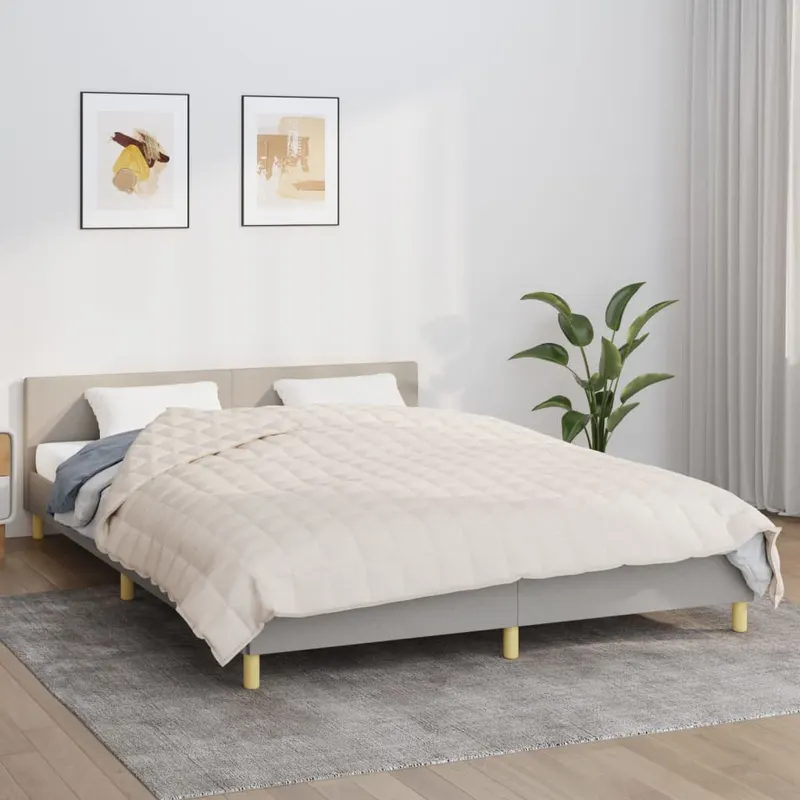patura grea, crem deschis, 220x230 cm, 15 kg, material textil
