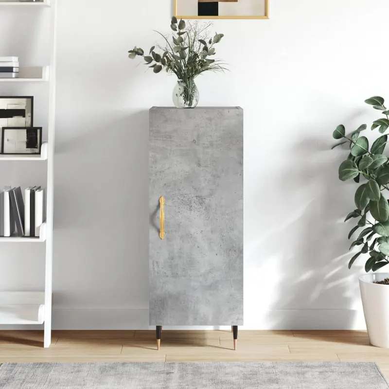 servanta, gri beton, 34,5x34x90 cm, lemn compozit