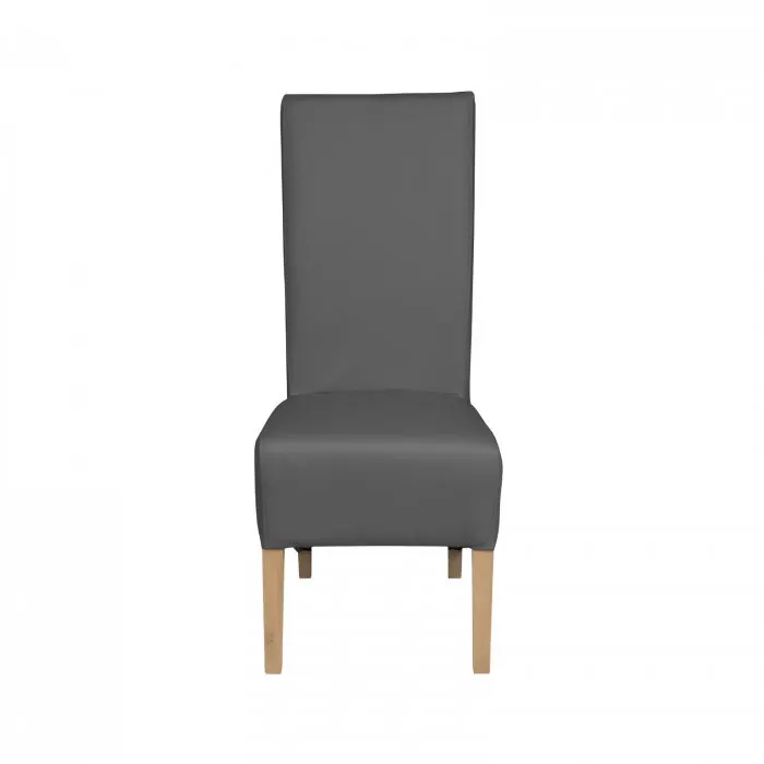 Scaun living VANESSA, picioare lemn natur, piele ecologica gri, 47x60x110 cm